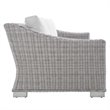 Modway Conway Modern Rattan & Fabric Outdoor Sofa in White/Light Gray