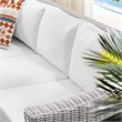 Modway Conway Modern Rattan & Fabric Outdoor Sofa in White/Light Gray