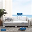 Modway Conway Modern Rattan & Fabric Outdoor Sofa in White/Light Gray