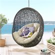 Modway Hide Fabric Outdoor Patio Swing Chair without Stand in Gray/Beige