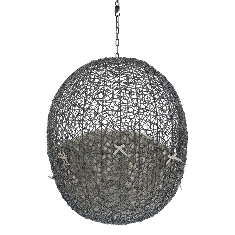 Modway Hide Fabric Outdoor Patio Swing Chair without Stand in Gray/Beige