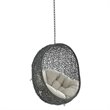 Modway Hide Fabric Outdoor Patio Swing Chair without Stand in Gray/Beige