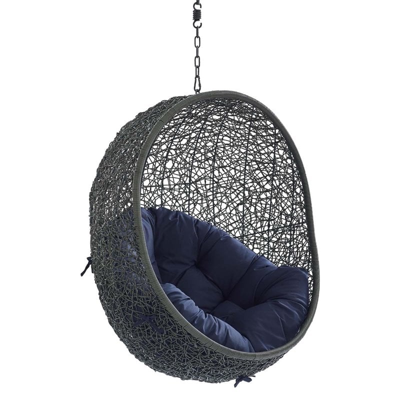 Modway Hide Fabric Outdoor Patio Swing Chair without Stand in Gray/Navy