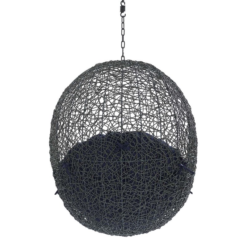 Modway Hide Fabric Outdoor Patio Swing Chair without Stand in Gray/Navy