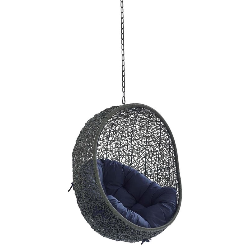 Modway Hide Fabric Outdoor Patio Swing Chair without Stand in Gray/Navy