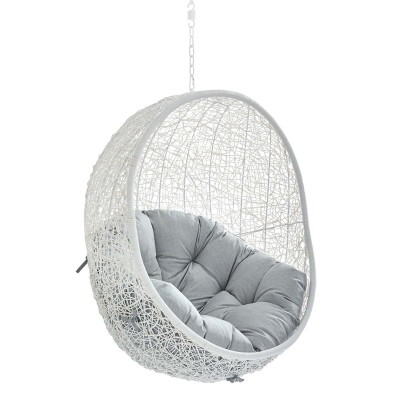 Modway Hide Fabric Outdoor Patio Swing Chair without Stand in White/Gray
