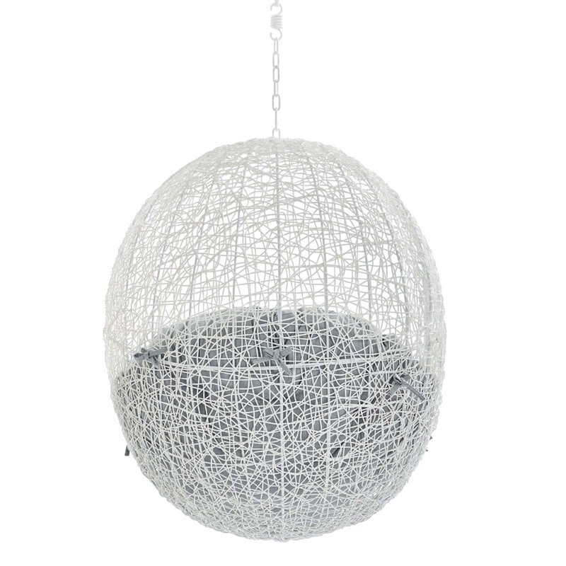 Modway Hide Fabric Outdoor Patio Swing Chair without Stand in White/Gray