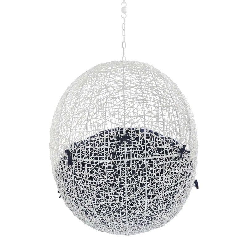 Modway Hide Fabric Outdoor Patio Swing Chair without Stand in White/Navy