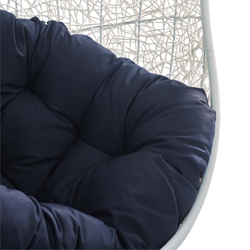 Modway Hide Fabric Outdoor Patio Swing Chair without Stand in White/Navy