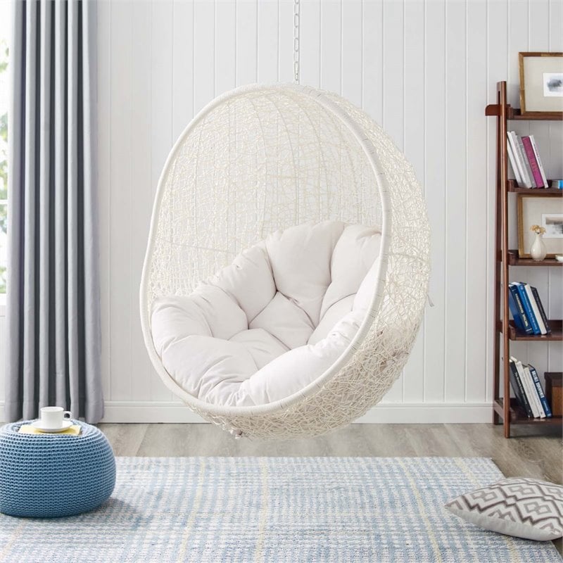 Modway Hide Fabric Outdoor Patio Swing Chair without Stand in White