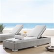 Modway Conway Modern Rattan & Fabric Patio Chaise Lounge in Light Gray