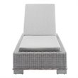 Modway Conway Modern Rattan & Fabric Patio Chaise Lounge in Light Gray