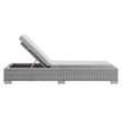 Modway Conway Modern Rattan & Fabric Patio Chaise Lounge in Light Gray