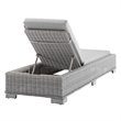 Modway Conway Modern Rattan & Fabric Patio Chaise Lounge in Light Gray