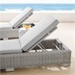 Modway Conway Modern Rattan & Fabric Patio Chaise Lounge in Light Gray