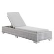 Modway Conway Modern Rattan & Fabric Patio Chaise Lounge in Light Gray