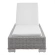 Modway Conway Modern Rattan & Fabric Patio Chaise Lounge in Light Gray/White