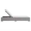 Modway Conway Modern Rattan & Fabric Patio Chaise Lounge in Light Gray/White