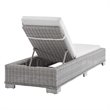 Modway Conway Modern Rattan & Fabric Patio Chaise Lounge in Light Gray/White