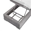 Modway Conway Modern Rattan & Fabric Patio Chaise Lounge in Light Gray/White