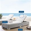 Modway Conway Modern Rattan & Fabric Patio Chaise Lounge in Light Gray/White