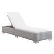 Modway Conway Modern Rattan & Fabric Patio Chaise Lounge in Light Gray/White