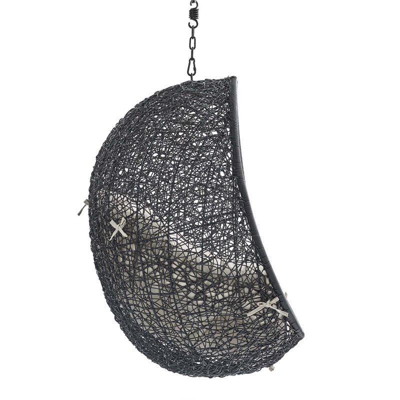 Modway Encase Swing Outdoor Patio Lounge Chair without Stand - Black/Beige