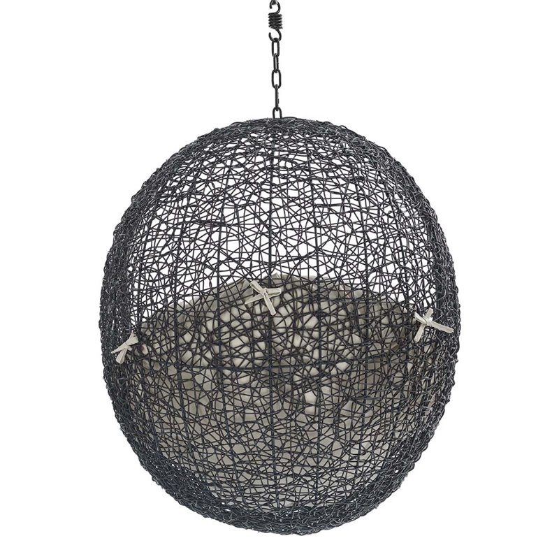 Modway Encase Swing Outdoor Patio Lounge Chair without Stand - Black/Beige