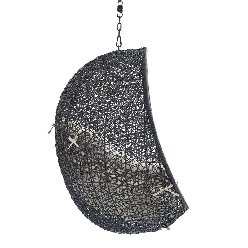 Modway Encase Swing Outdoor Patio Lounge Chair without Stand in Black/Beige