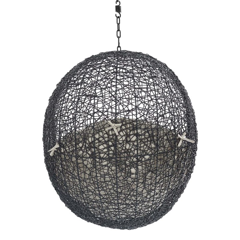 Modway Encase Swing Outdoor Patio Lounge Chair without Stand in Black/Beige