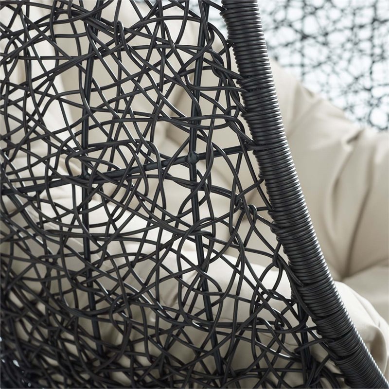 Modway Encase Swing Outdoor Patio Lounge Chair without Stand in Black/Beige