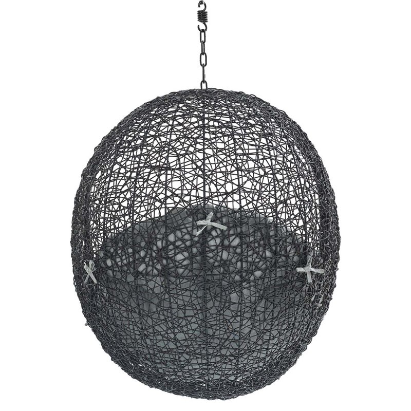 Modway Encase Swing Outdoor Patio Lounge Chair without Stand in Black/Gray