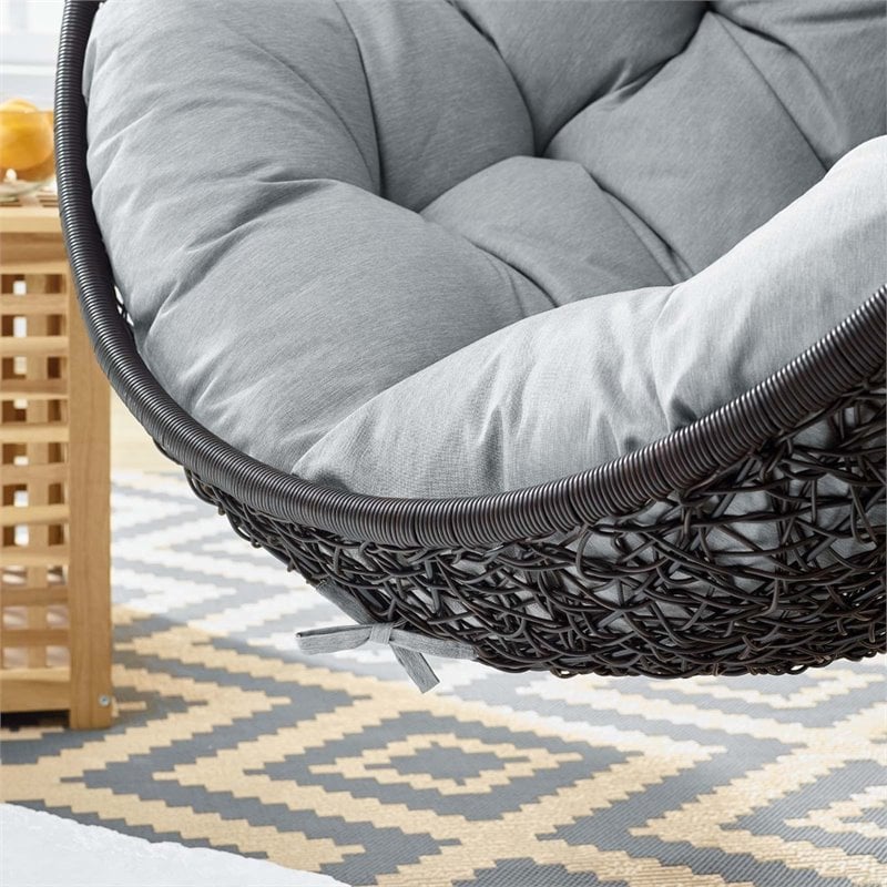 Modway Encase Swing Outdoor Patio Lounge Chair without Stand in Black/Gray