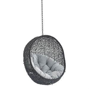 modway encase swing outdoor patio lounge chair without stand in black/gray