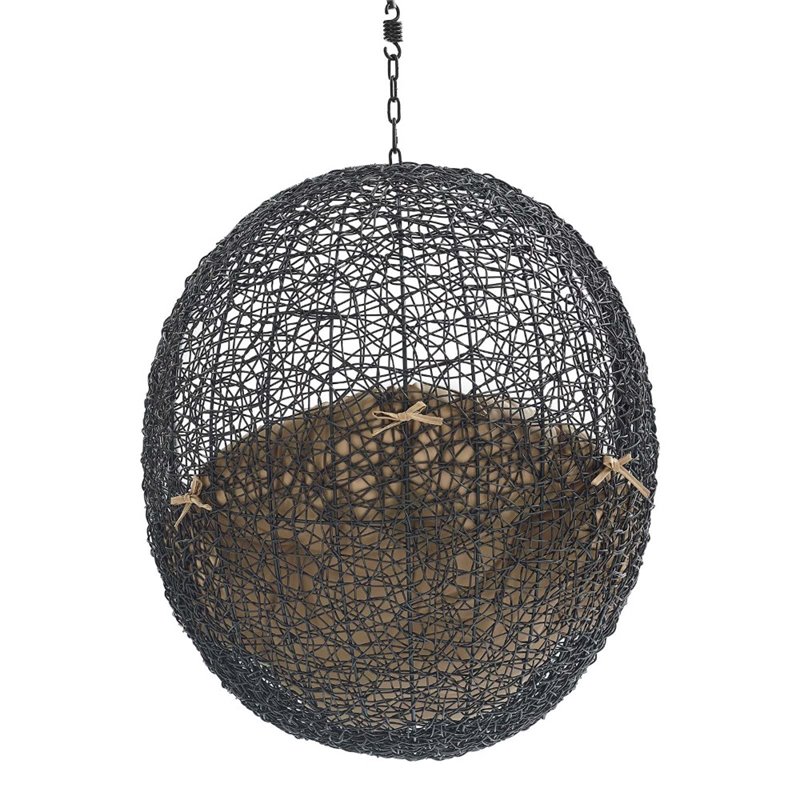 Modway Encase Swing Outdoor Patio Lounge Chair without Stand in Black/Mocha