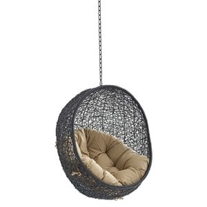 modway encase swing outdoor patio lounge chair without stand in black/mocha