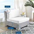Modway Conway Modern Rattan & Fabric Outdoor Armless Chair in Light Gray/White