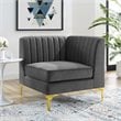 Modway Triumph Modern Channel Tufted Performance Velvet Corner Chair in Gray