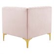 Modway Triumph Modern Channel Tufted Performance Velvet Corner Chair in Pink