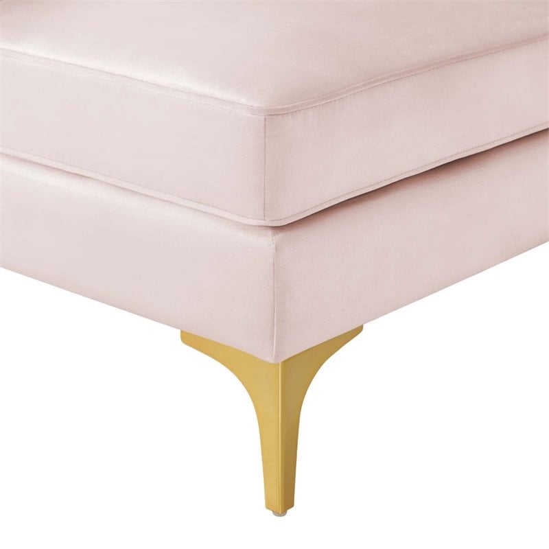 Modway Triumph Modern Channel Tufted Performance Velvet Corner Chair in Pink