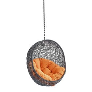 modway encase swing outdoor patio lounge chair without stand in black/orange