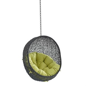 modway encase swing outdoor patio lounge chair without stand in black/peridot