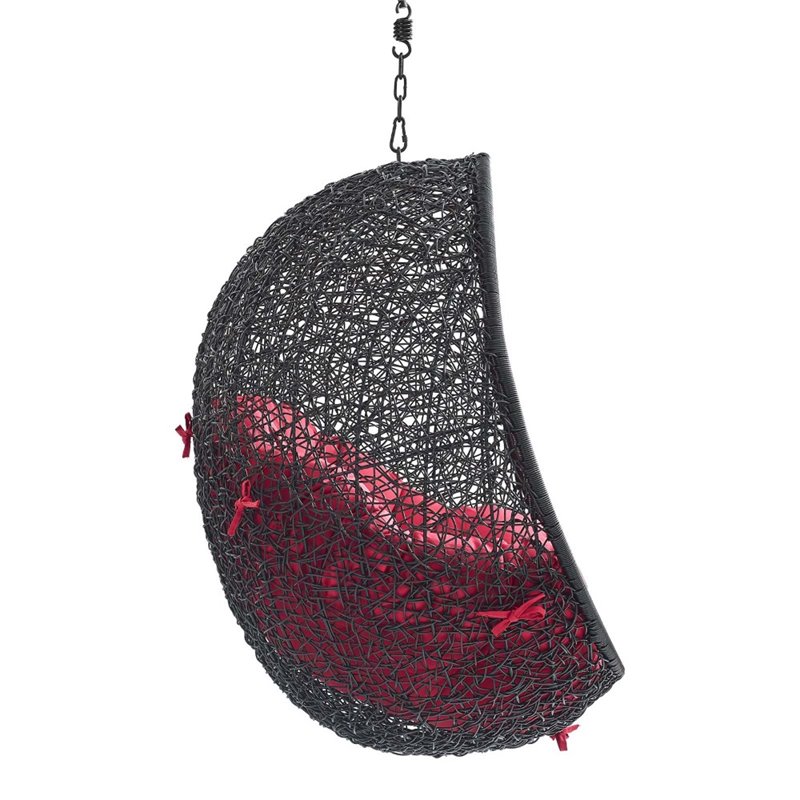 Modway Encase Swing Outdoor Patio Lounge Chair without Stand in Black/Red