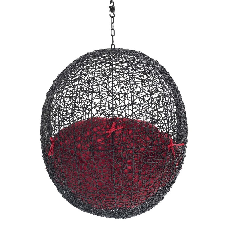 Modway Encase Swing Outdoor Patio Lounge Chair without Stand in Black/Red