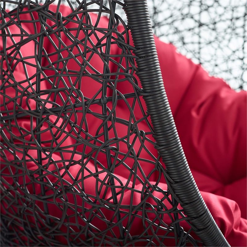 Modway Encase Swing Outdoor Patio Lounge Chair without Stand in Black/Red