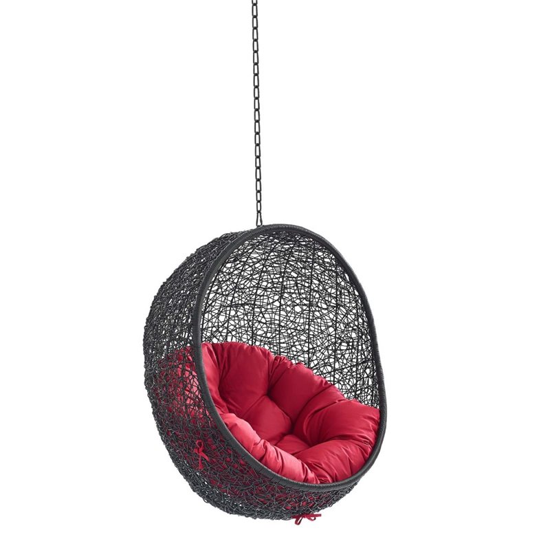 Modway Encase Swing Outdoor Patio Lounge Chair without Stand in Black/Red