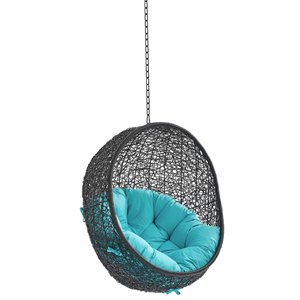 modway encase swing outdoor patio lounge chair without stand in black/turquoise