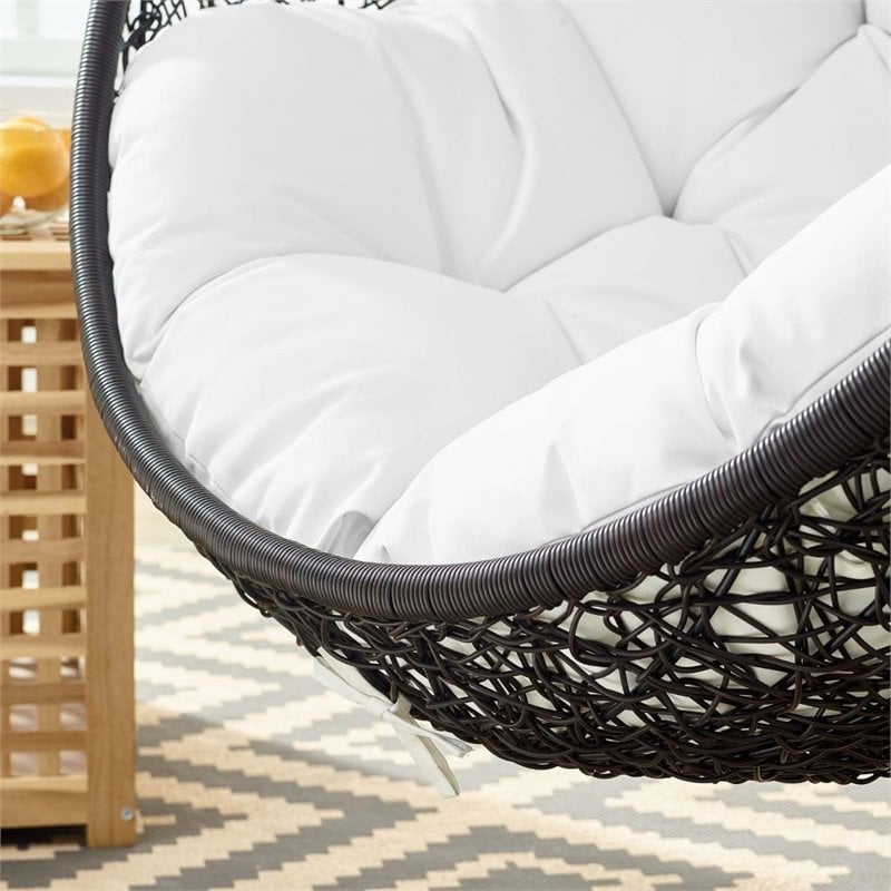 Modway Encase Swing Outdoor Patio Lounge Chair without Stand in Black/White