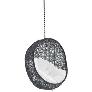 modway encase swing outdoor patio lounge chair without stand in black/white