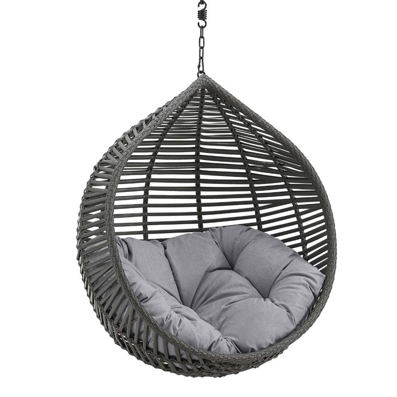 Modway Garner Teardrop Outdoor Patio Swing Chair without Stand in Gray